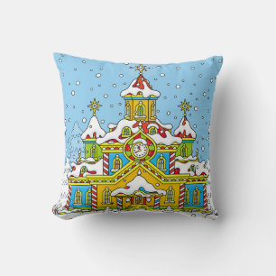 Coussin Santa Claus maisons, claus, maison, hiver, gel, gr