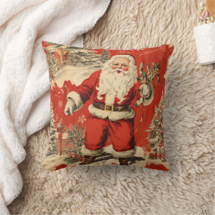 Coussin Santa Claus rouge rétro
