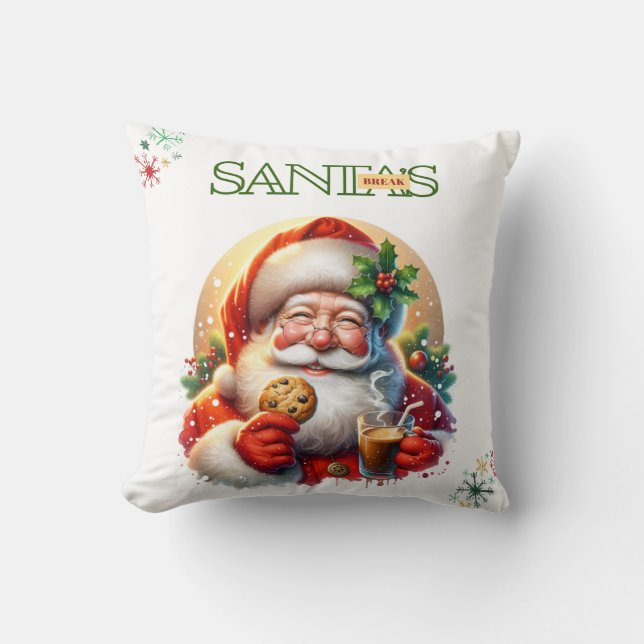 Coussin Santa’s Coffee Break Christmas Cushion (Recto)