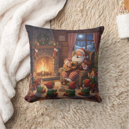 Coussin Santa's Christmas Eve Serenade: Cozy Fireplace