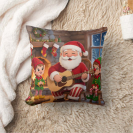 Coussin Santa's Christmas Eve Serenade: Cozy Fireplace
