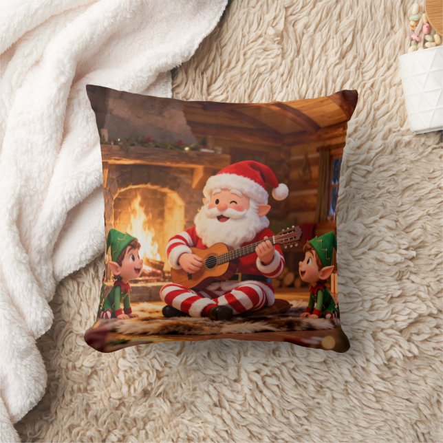 Coussin Santa's Christmas Eve Serenade: Cozy Fireplace (Couverture)