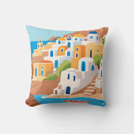 Coussin Santorin Panoramique Vue Jeu d'oreiller