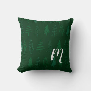 Coussin Sapin de Noël - Monogramme vert