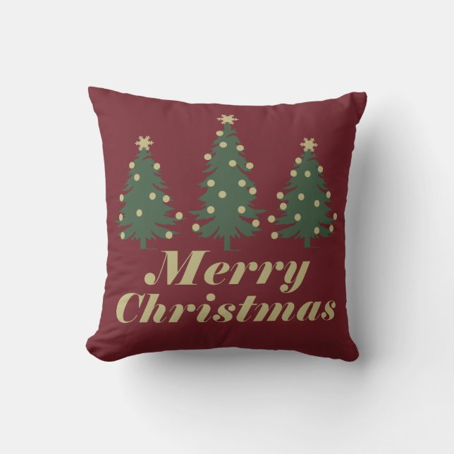 Coussin Sapins de Noël décorés simples (Recto)