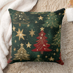 Coussin Sapins de Noël et Étoiles Pailletés (1)