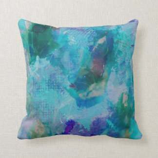 Coussin Sarcelle d'hiver d'Aqua et carreau abstrait de