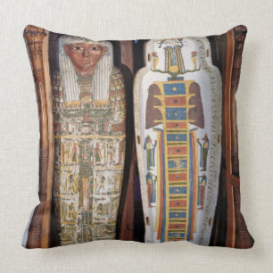 Coussin Sarcophage égyptien couvert de hiéroglyphes (p