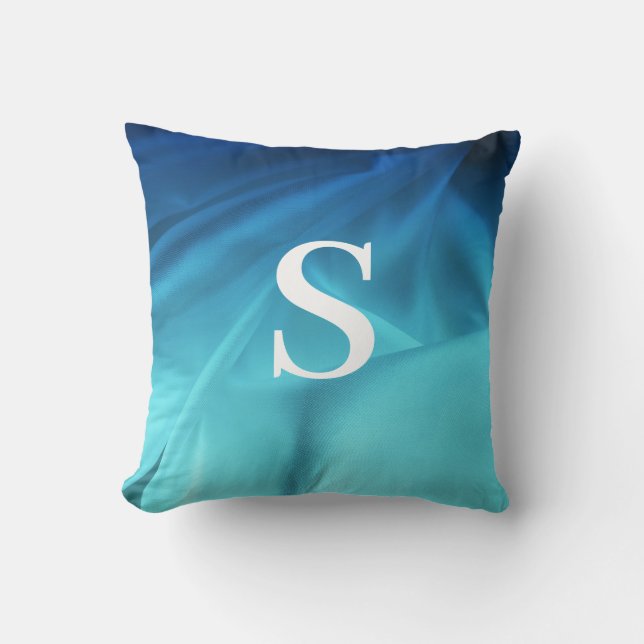 Coussin Satin bleu monogramme (Recto)