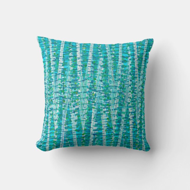 Coussin Satins et pointes Abstraits, turquoise et aqua (Recto)