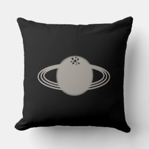 Coussin Saturne moderne et élégant sur noir