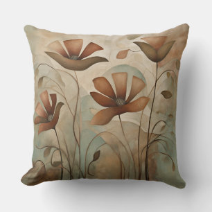 Coussin Sauge Décor Floral Rouille