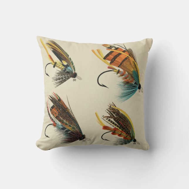 Coussin Saumon mouches par Mary Orvis Imprimer l'oreiller (Recto)