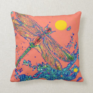 Coussin saumoné d'éclaboussure de libellule par