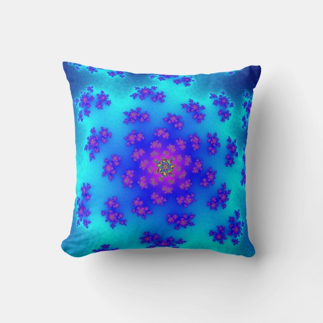 Coussin Saupoudrage Floral Aqua Personnalisé (Recto)