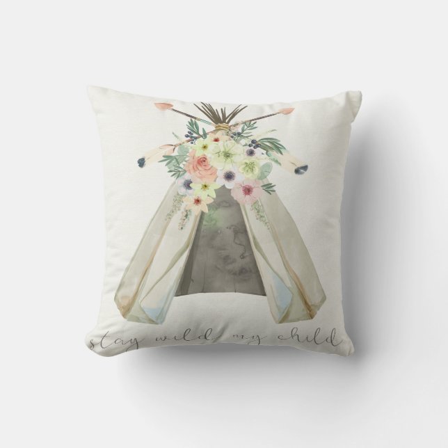 Coussin sauvage d'enfant de Boho de séjour floral (Recto)