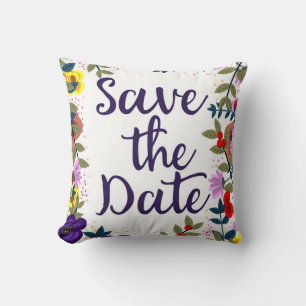 Coussin Sauvegarder la date de mariage vintage florale réc