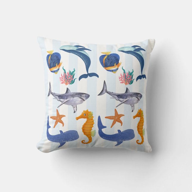 Coussin Sauvez nos mers | Animaux marins Enfants (Recto)