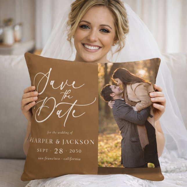 Coussin Save the Date Wedding Custom Photo (Créateur téléchargé)