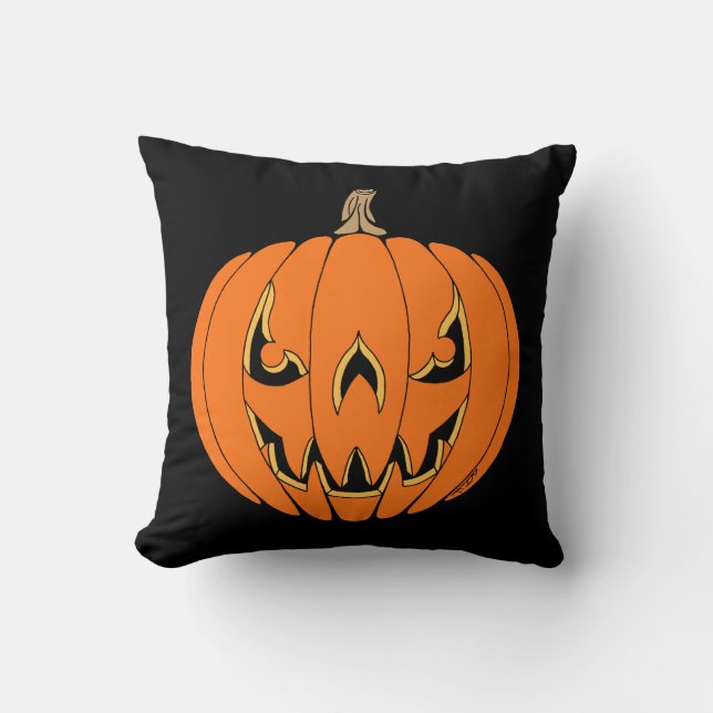Coussin Scary Jack-o'-Lantern Halloween Design (Recto)