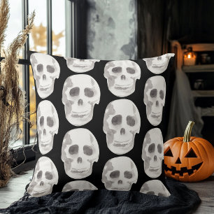 Coussin Scary Scull Black & White Pattern