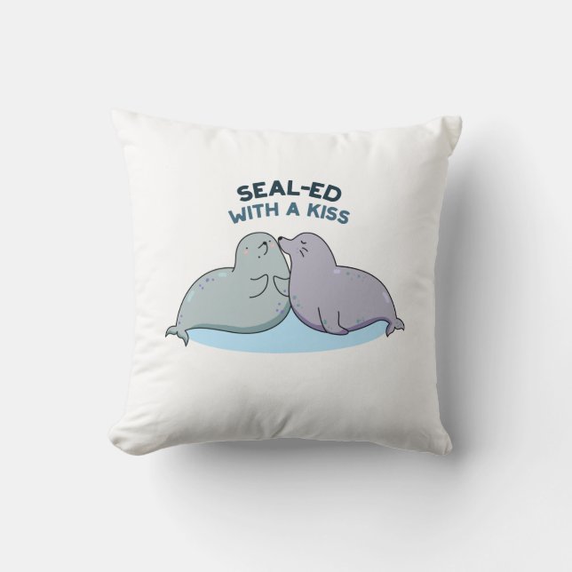 Coussin Scellé Avec Baiser Drôle Sceau De Lion De Mer Pun (Recto)