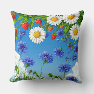 Coussin Scène colorée de fleurs et de baies