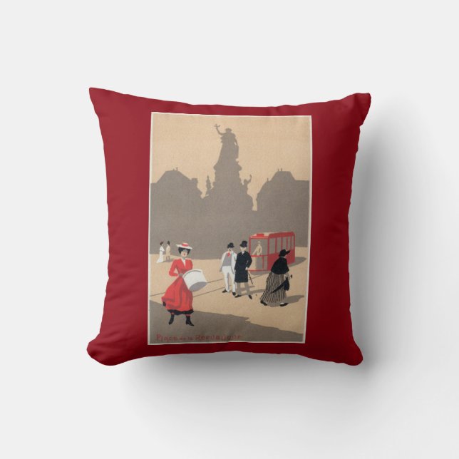 Coussin Scène d'art déco de Place de la Republique (Recto)