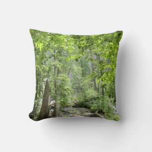 Coussin Scène de Forêt Verte Magique.