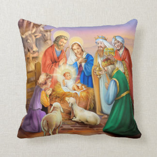 Coussin Scène de la nativité nocturne