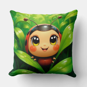Coussin 🐞 Scène de la nature avec coccinelle pour espaces