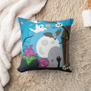 Coussin Scène de monstres d'Halloween