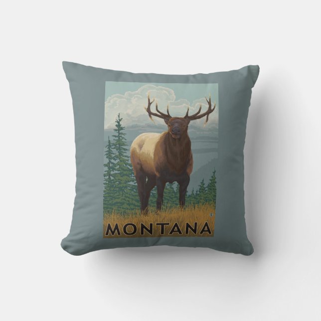 Coussin Scène de MontanaElk (Recto)