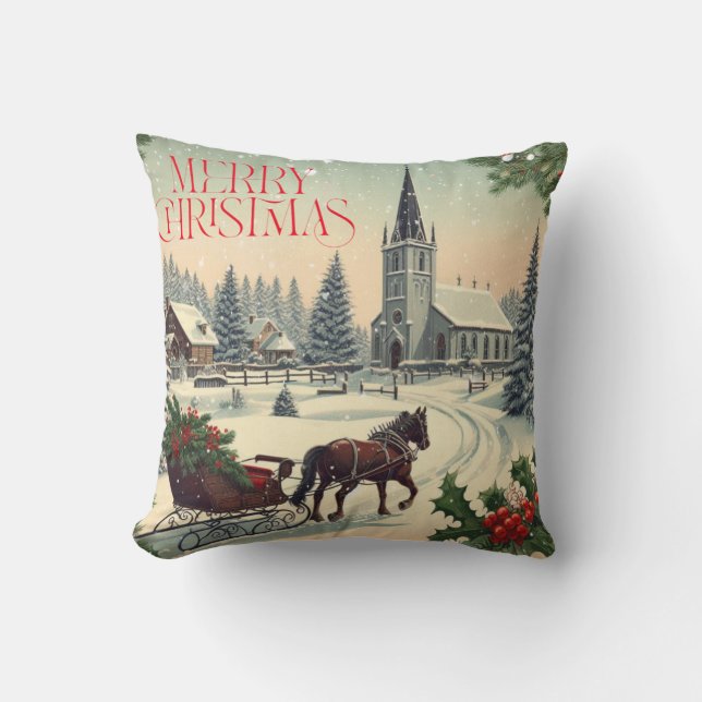 Coussin Scène de Noël classique/Vintage (Recto)