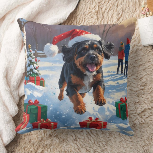 Coussin Scène de Noël des Bouviers des Flandres (Couverture)