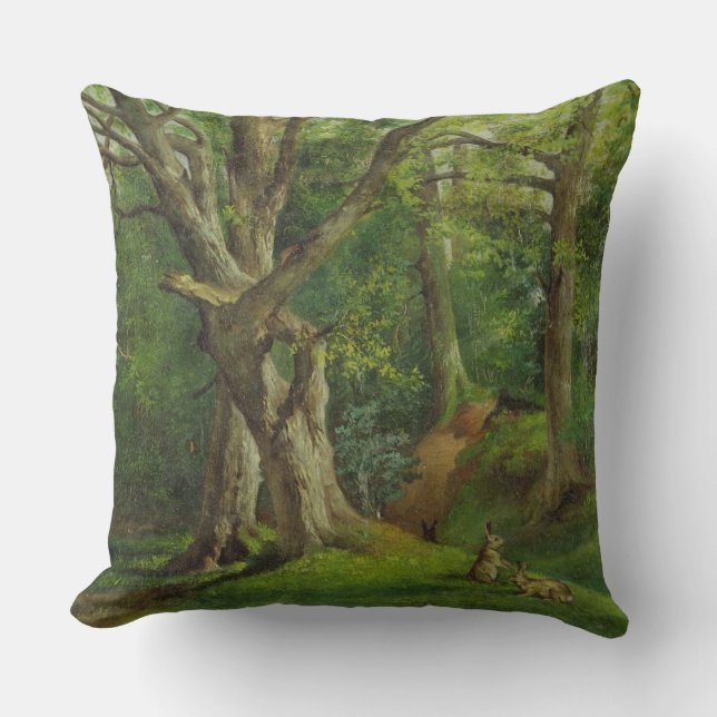 Coussin Scène de région boisée avec des lapins, 1862 (Recto)