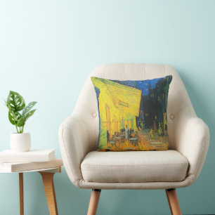 Coussin Scène de rue française du café-terrasse de Van Gog