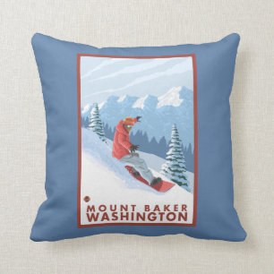 Coussin Scène de surfeur - Baker de bâti, Washington