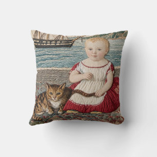 Coussin Scène d'échantillon d'art folklorique Enfant avec 