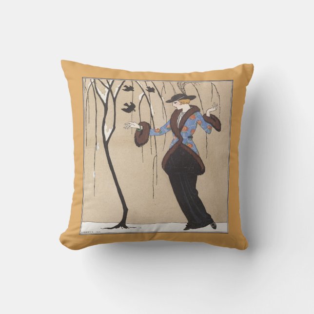 Coussin Scène d'hiver d'art déco (Recto)