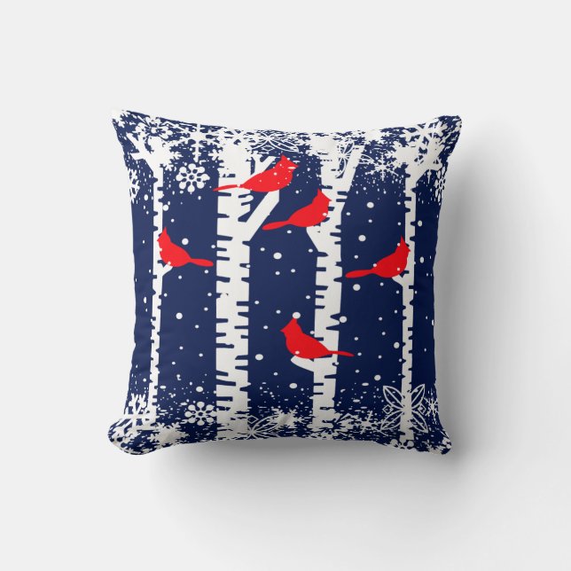 Coussin Scène du cardinal d'hiver (Recto)