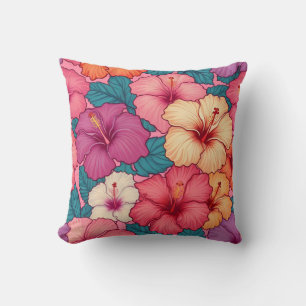 Coussin Schéma floral d'hibiscus tropical