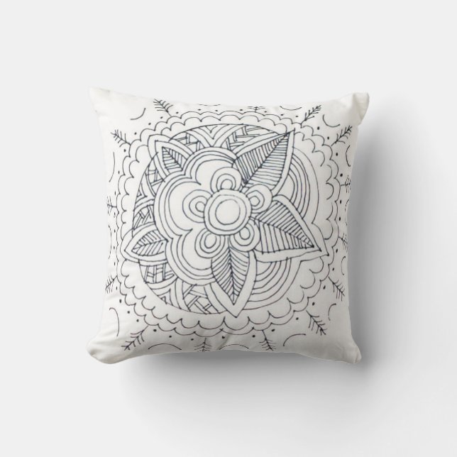 Coussin Schéma floral moderne noir et blanc (Recto)