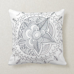 Coussin Schéma floral moderne noir et blanc