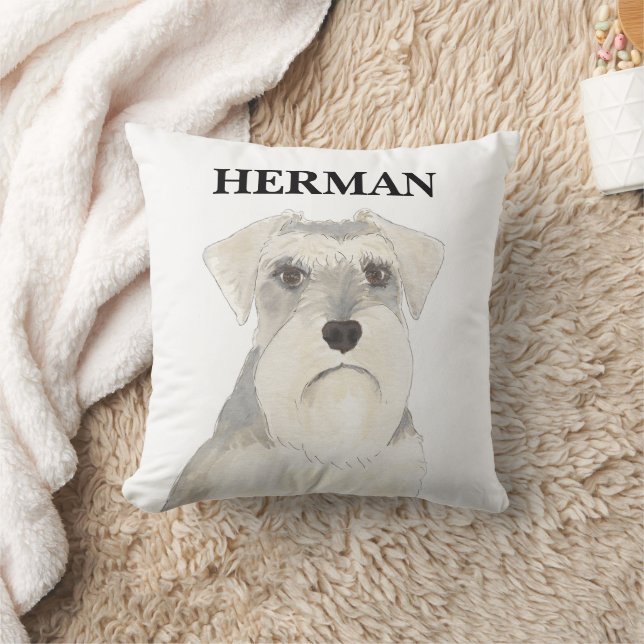 Coussin Schnauzer blanc et gris réversible personnalisé (Couverture)