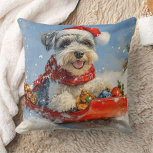 Coussin Schnauzer Chien en Luge Laissez Tomber la Neige No