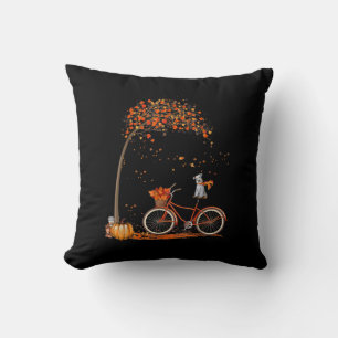 Coussin Schnauzer Chien et Citrouille Vélo Feuille d'autom