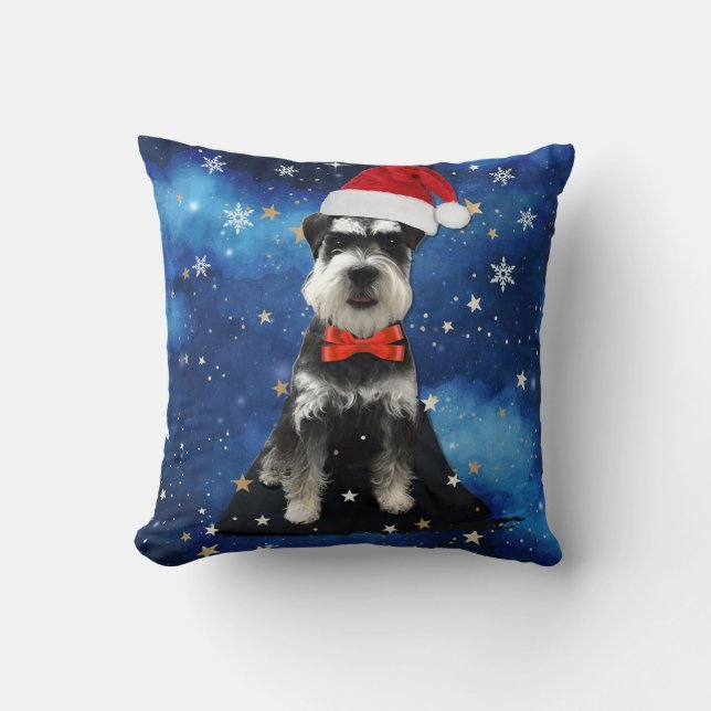 Coussin Schnauzer de Noël (Recto)