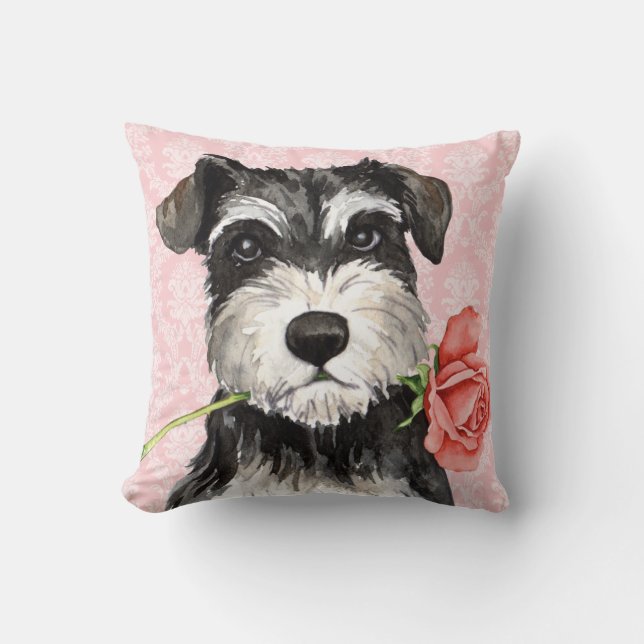 Coussin Schnauzer de rose de Valentine mini (Recto)