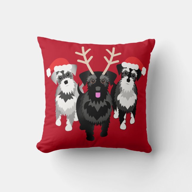 Coussin Schnauzer Maman ou Schnauzer Papa Noël (Recto)